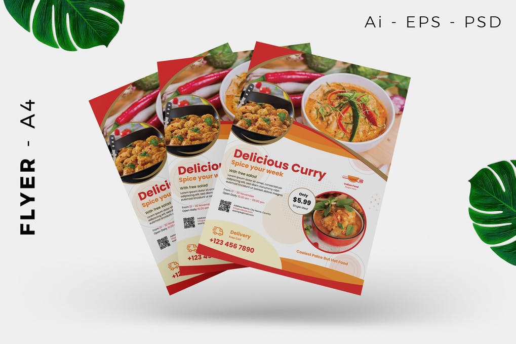 Delicious Curry Restaurant Brochure Design