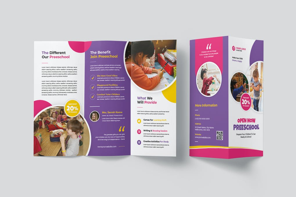 Preschool Trifold Brochure Design 