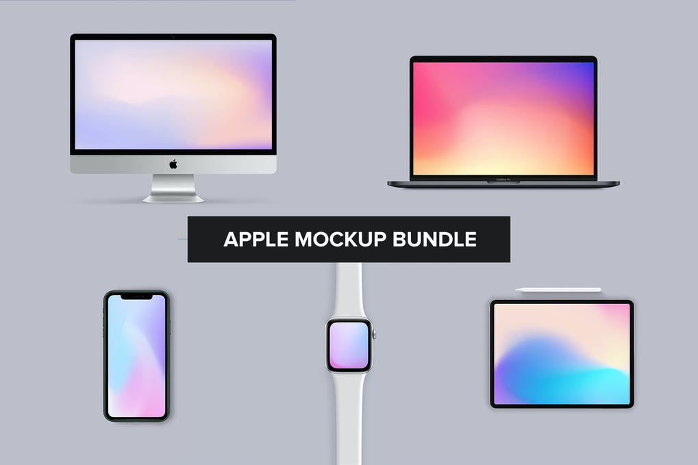 Apple Mockup Bundle - iPhone, iMac, Watch, iPad