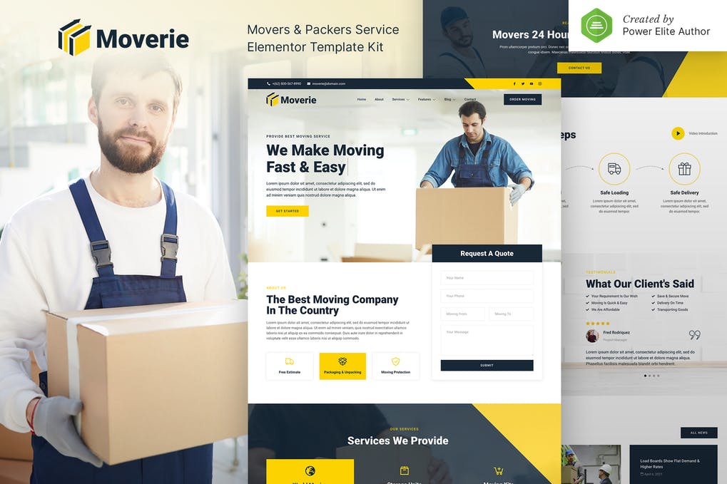 Moverie – Movers & Packers Service Elementor Template Kit