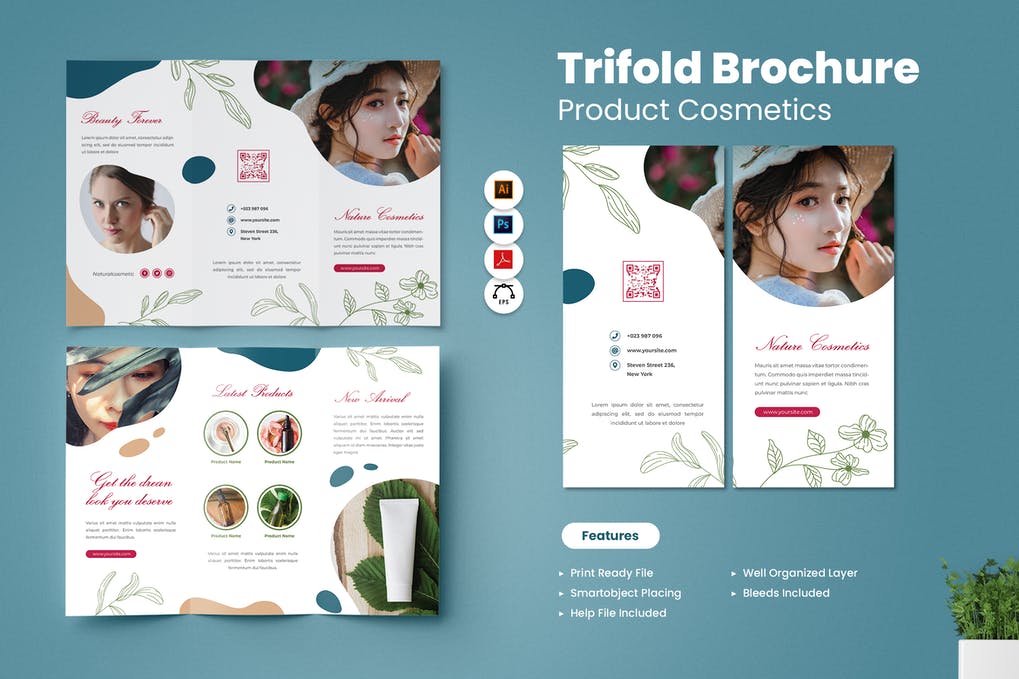 Cosmetics Product Trifold Brochure