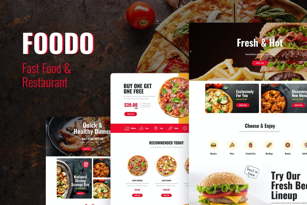 Foodo - Fast Food & Pizza Elementor Templates